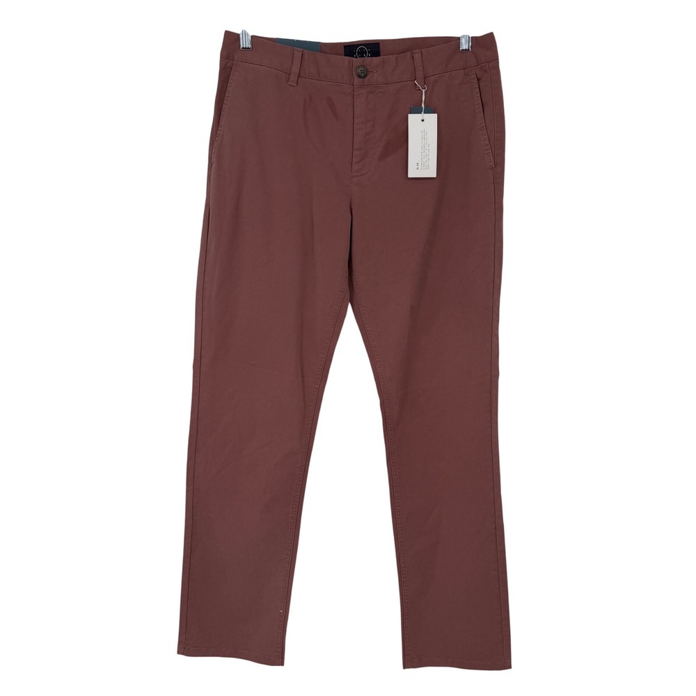 Even Tide‎ Mens Slim Fit Garment Dyed Chino Pants 32x30 Dusty Rose Mauve Pink